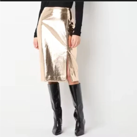 NWT Worthington Rose Gold Metallic Pencil Skirt - Picture 1 of 6